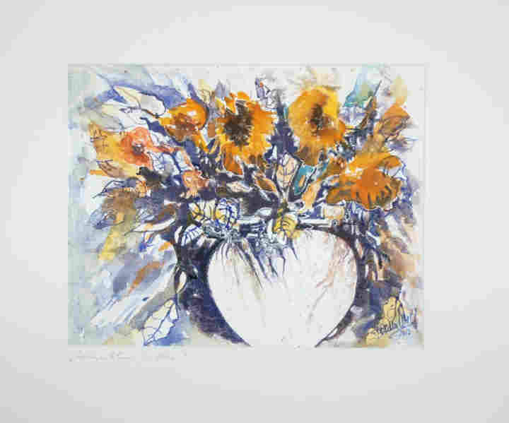 311  A  Sonnenblumen in Vase  2012  Aquarell  24 x 32  p425 H